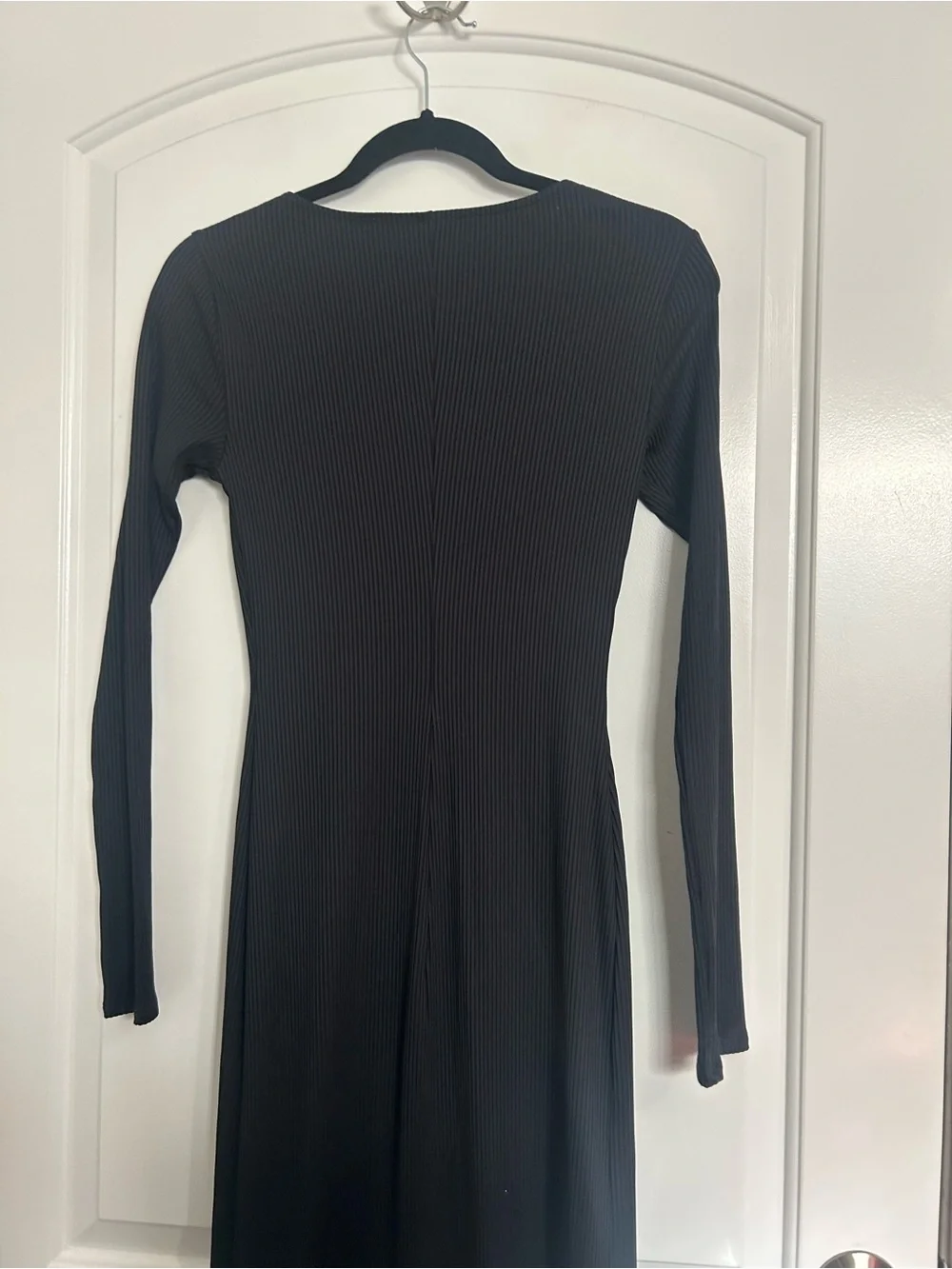Abercrombie & Fitch Black Ribbed Square Neck Long-Sleeve Maxi Dress Size XS Chic